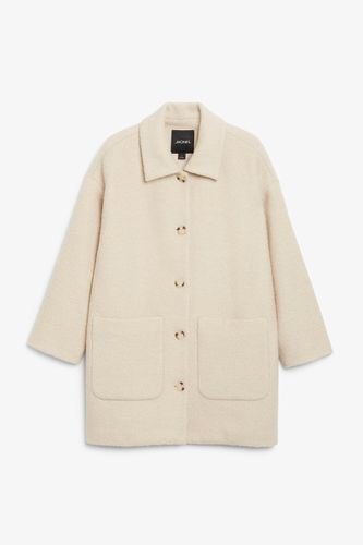 Mantel Aus Wollmischung - Beige Weiß - Monki - Modalova