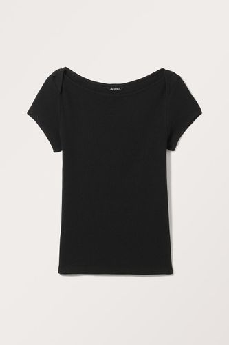 Geripptes T-Shirt Mit U-Boot-Ausschnitt - Monki - Modalova