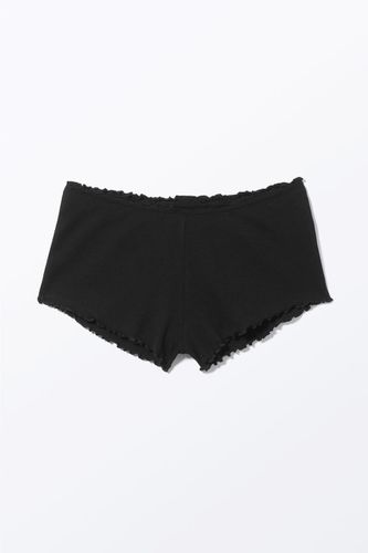 Gerippte Mini-Shorts Mit Rüschen - Monki - Modalova