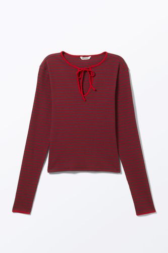 Geripptes Longsleeve-Top Mit Bindedetails - Monki - Modalova