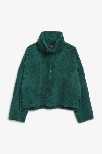 Pullover Aus Faux Fleece Mit Kurzem Reißverschluss - Grün - Monki - Modalova