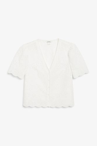 Bluse Mit Broderie Anglaise - Weiß - Monki - Modalova