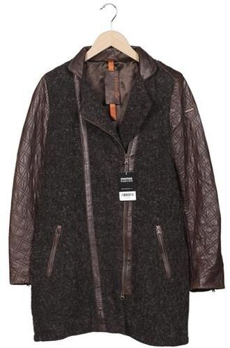 Damen Mantel, braun, Gr. EU 42, Alpaka, Baumwolle, Leder, Synthetik, Wolle - Second Hand - Milestone - Modalova
