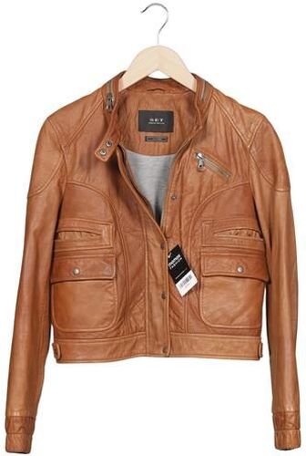 Damen Jacke, braun, Gr. EU 38, Baumwolle, Leder, Synthetik - Second Hand - SET - Modalova