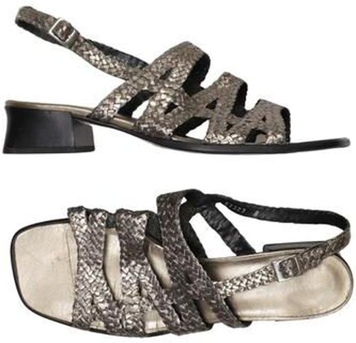 Damen Sandale, silber, Gr. EU 41.5 (UK 8), Leder - Second Hand - Salamander - Modalova