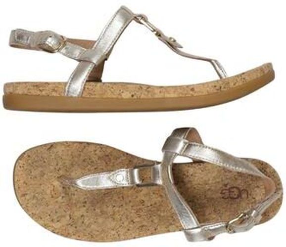 Damen Sandale, silber, Gr. EU 39, Leder - Second Hand - Ugg - Modalova