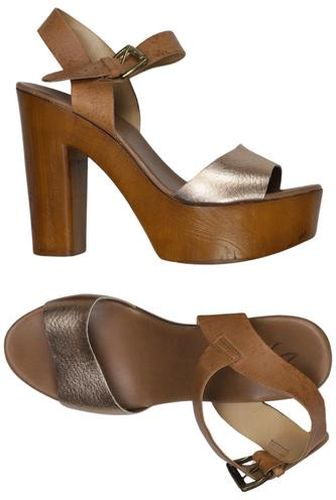 Damen Sandale, gold, Gr. EU 39, Leder - Second Hand - Zign - Modalova