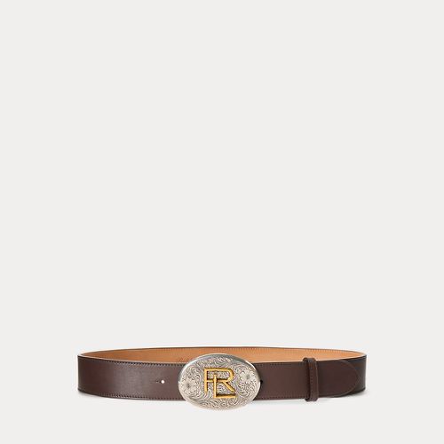 RL Tooled-Buckle Calfskin Wide Belt - Collection - Modalova