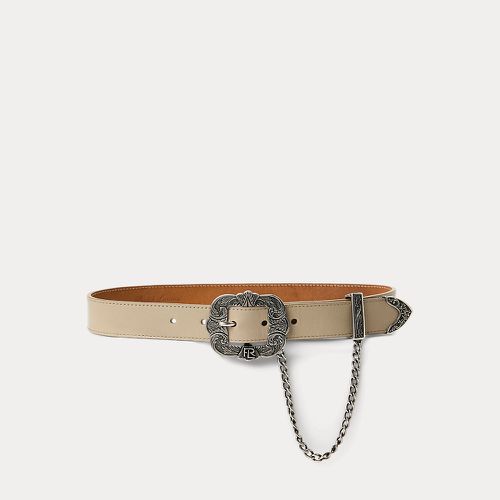 Tooled-Buckle Chain-Trim Calfskin Belt - Collection - Modalova