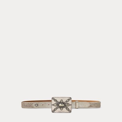 Plaque-Buckle Embellished Skinny Belt - Collection - Modalova