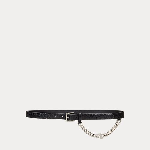 Logo-Chain Lizard-Embossed Skinny Belt - Lauren - Modalova