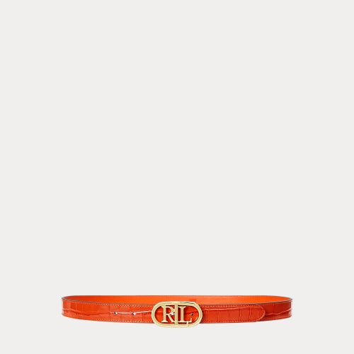 Logo Reversible Embossed Skinny Belt - Lauren - Modalova