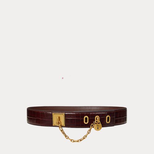 Croc-Embossed Chain Padlock Wide Belt - Lauren - Modalova