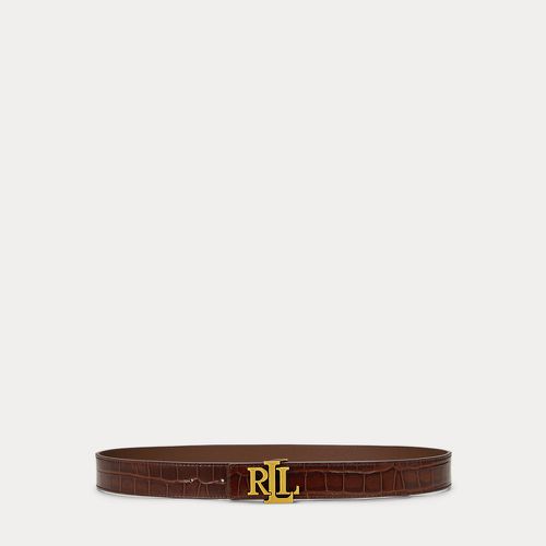 Logo Reversible Crocodile-Embossed Belt - Lauren - Modalova