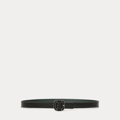 Slide-Buckle Croc-Embossed Leather Belt - Lauren - Modalova