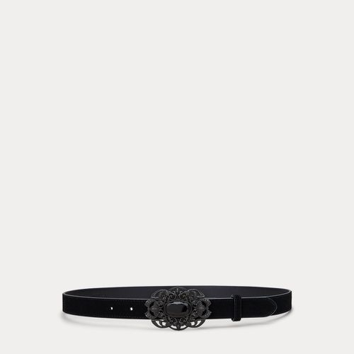 Stone-Buckle Suede Skinny Belt - Lauren - Modalova