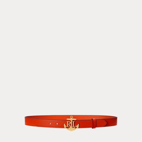 Anchor-Logo Leather Skinny Belt - Lauren - Modalova