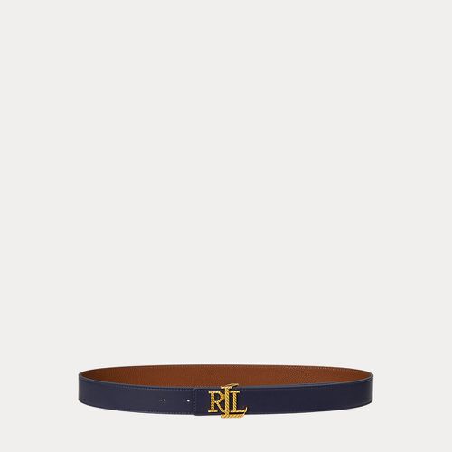 Logo Reversible Pebbled Leather Belt - Lauren - Modalova