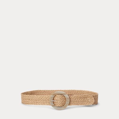 Woven Jute Faux-Horn-Buckle Wide Belt - Lauren - Modalova