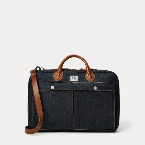 Leather-Trim Indigo Denim Briefcase - RRL - Modalova