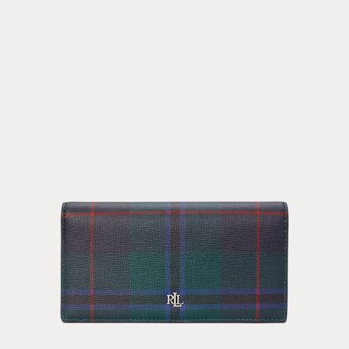 Print Crosshatch Leather Slim Wallet - Lauren - Modalova