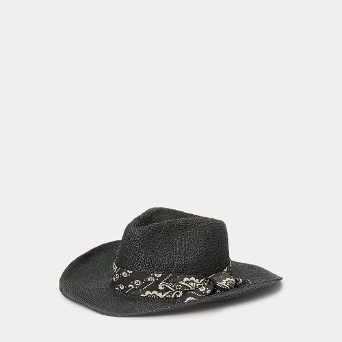 Scarf-Trim Straw Cowboy Hat - Lauren - Modalova