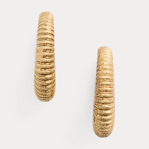 Gold-Tone Textured Hoop Earrings - Lauren - Modalova