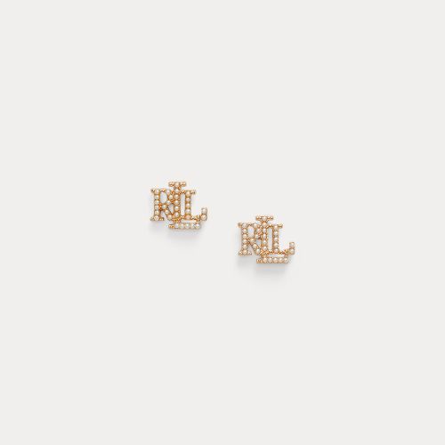 Gold-Tone Faux-Pearl Logo Studs - Lauren - Modalova