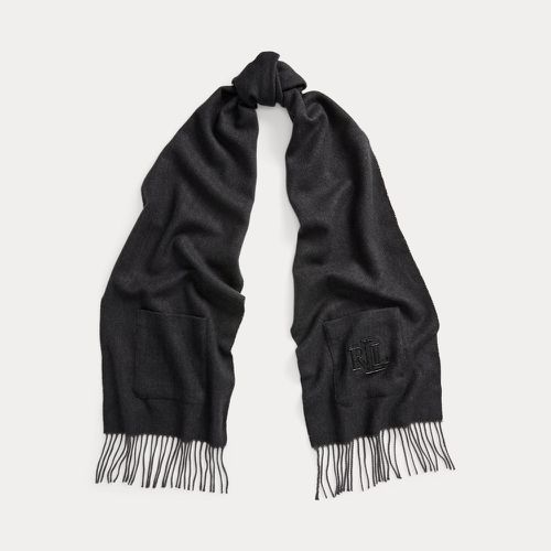 Faux-Leather-Trim Herringbone Scarf - Lauren - Modalova