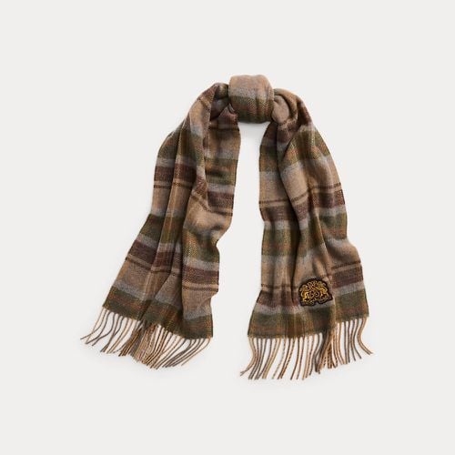 Plaid Crest-Patch Wool-Blend Scarf - Lauren - Modalova