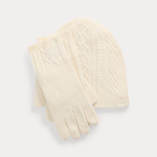 Cable-Knit Beanie and Glove Set - Lauren - Modalova