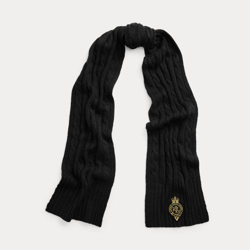 Crest-Patch Cable-Knit Scarf - Lauren - Modalova