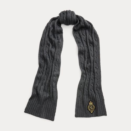 Crest-Patch Cable-Knit Scarf - Lauren - Modalova