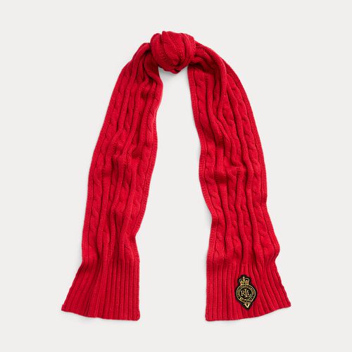 Crest-Patch Cable-Knit Scarf - Lauren - Modalova