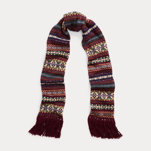 Fair Isle Fringe-Trim Wool-Blend Scarf - Lauren - Modalova