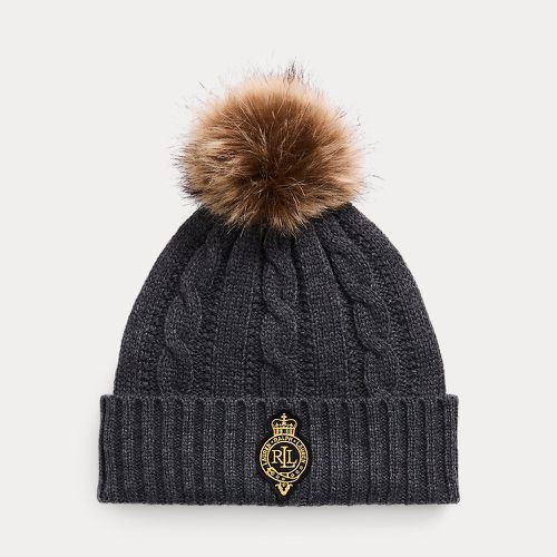 Crest-Patch Pom-Pom Cable-Knit Beanie - Lauren - Modalova