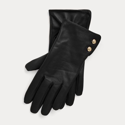 Button-Trim Sheepskin Tech Gloves - Lauren - Modalova