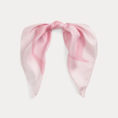 Logo-Print Silk Square Scarf - Lauren - Modalova