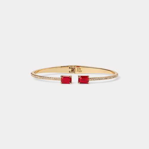 Gold-Tone Pave Stone Hinge Bangle - Lauren - Modalova