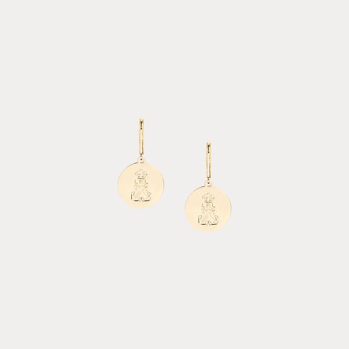 Gold-Plated Logo Drop Earrings - Lauren - Modalova