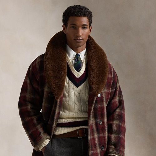 Shearling-Collar Plaid Wool Ranch Coat - Polo Ralph Lauren - Modalova