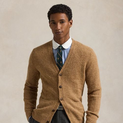 Suede-Patch V-Neck Cardigan - Polo Ralph Lauren - Modalova