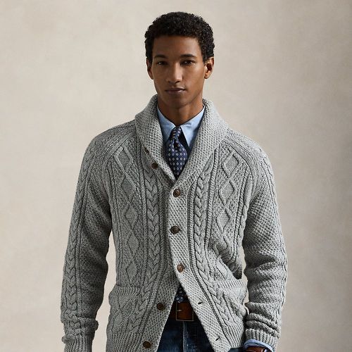 Aran-Knit Cotton Shawl-Collar Cardigan - Polo Ralph Lauren - Modalova