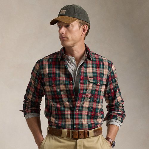 Classic Fit Plaid Brushed Oxford Shirt - Polo Ralph Lauren - Modalova