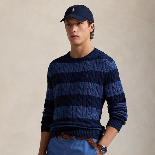 Striped Cable-Knit Cotton Jumper - Polo Ralph Lauren - Modalova