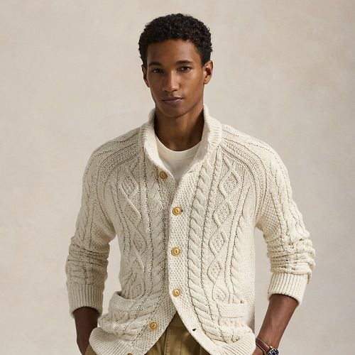 Aran-Knit Marled Cotton Cardigan - Polo Ralph Lauren - Modalova