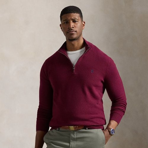 Mesh-Knit Cotton Quarter-Zip Jumper - Big & Tall - Modalova