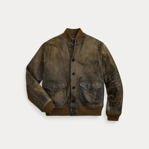 Indigo Leather Bomber Jacket - RRL - Modalova