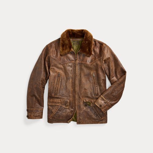 Shearling-Collar Leather Car Coat - RRL - Modalova