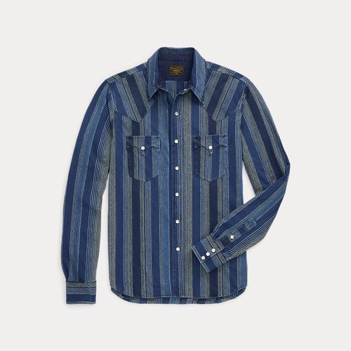 Slim Fit Indigo Striped Western Shirt - RRL - Modalova